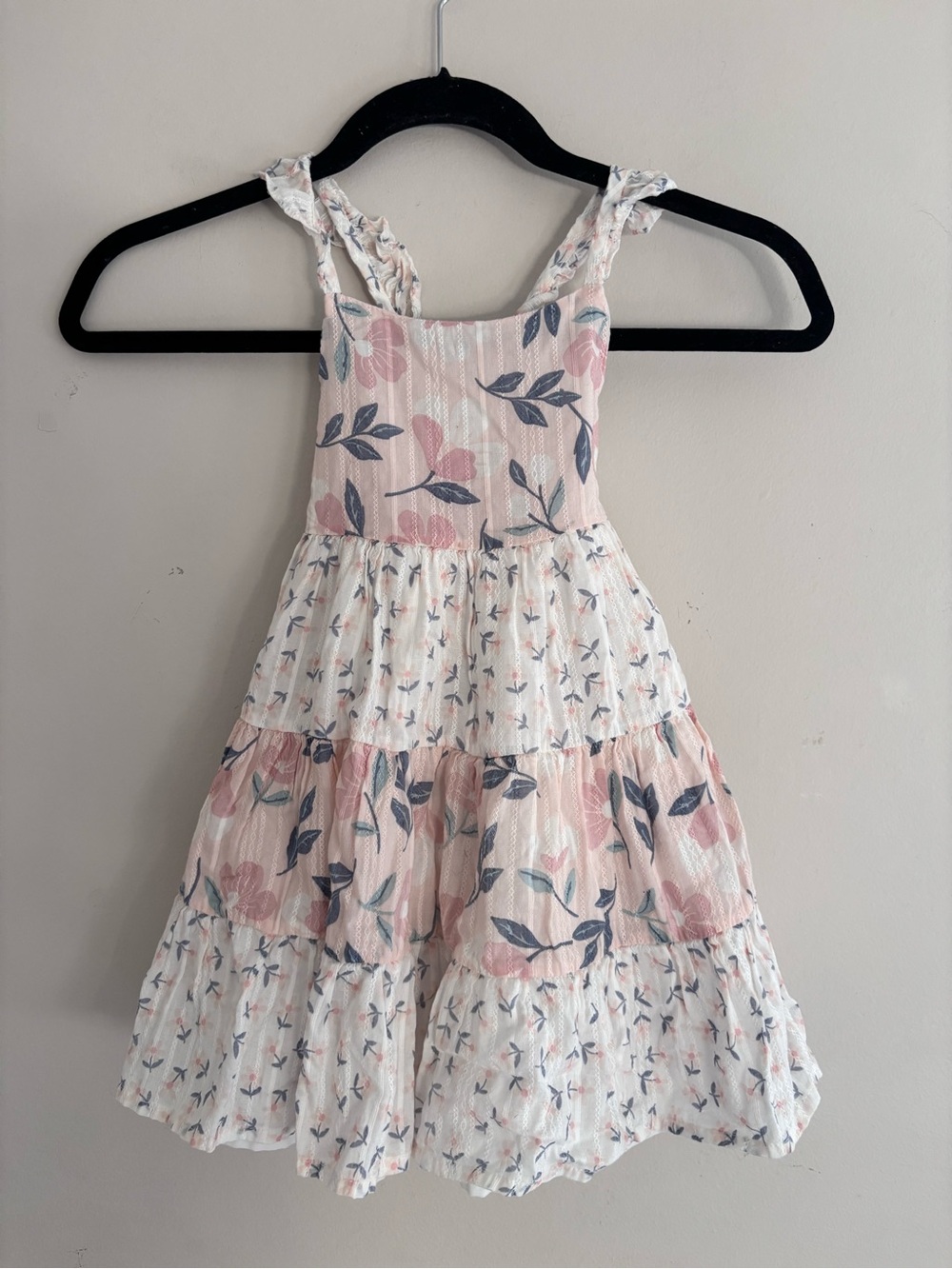 Catherine Malendrino Girls' Floral Tiered Cotton Sundress - Pink & White